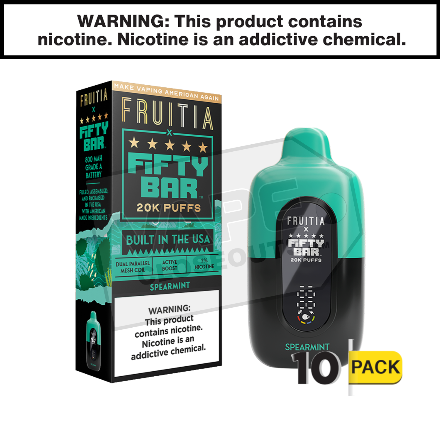 Spearmint Fifty Bar Fruitia 20K Disposable Vape — image 2