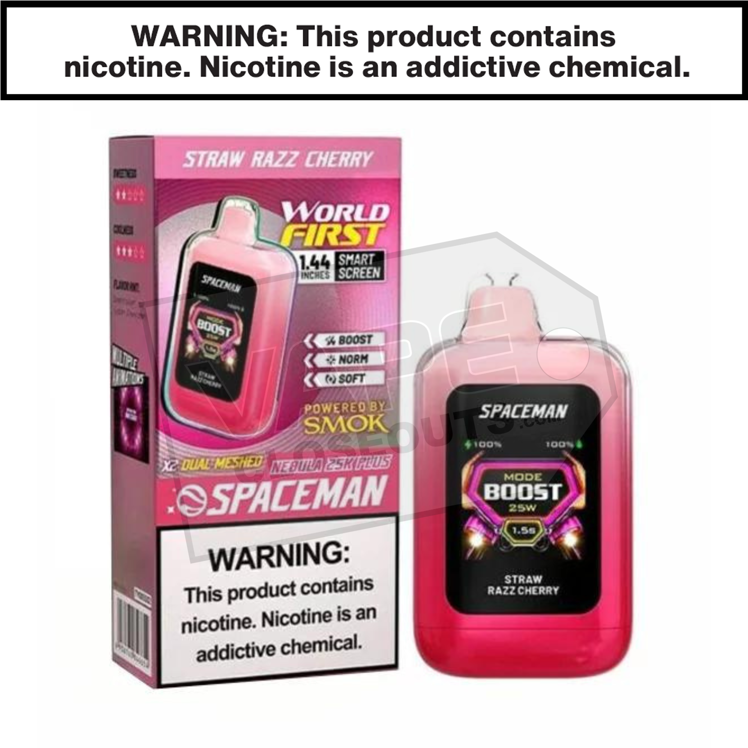 Straw Razz Cherry Spaceman Nebula 25K Plus Disposable Vape
