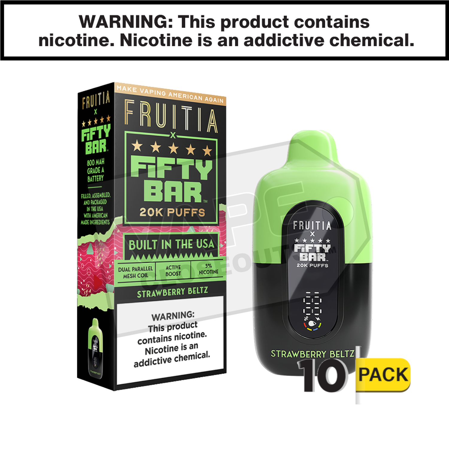 Strawberry Beltz Fifty Bar Fruitia 20K Disposable Vape — image 2