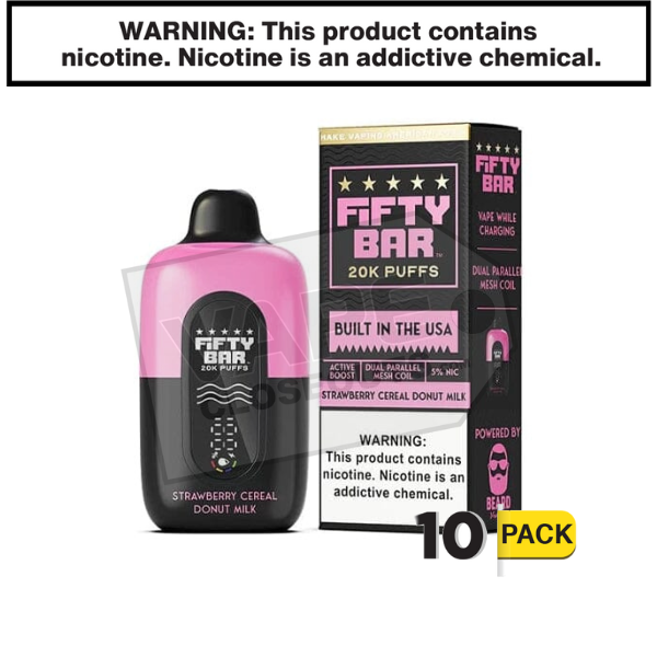 Strawberry Cereal Donut Milk Fifty Bar V2 20K Disposable Vape — image 2