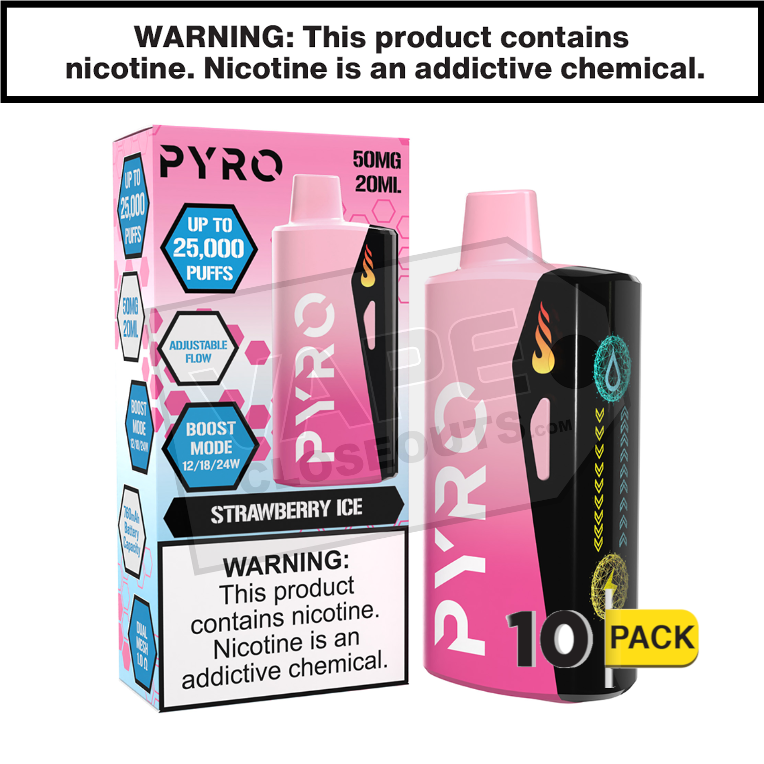 Strawberry Ice Pyro Boost 25K Disposable Vape — image 2