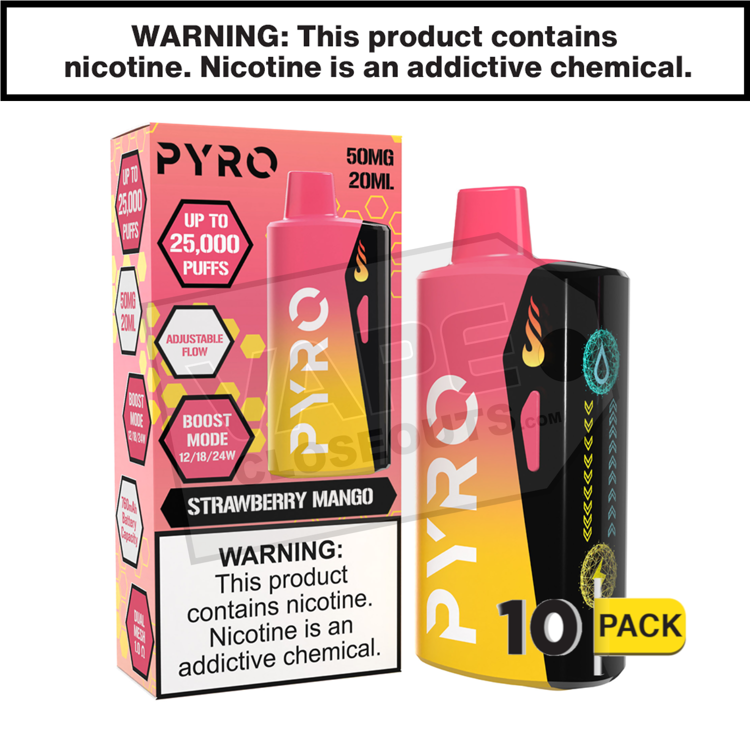 Strawberry Mango Pyro Boost 25K Disposable Vape — image 2