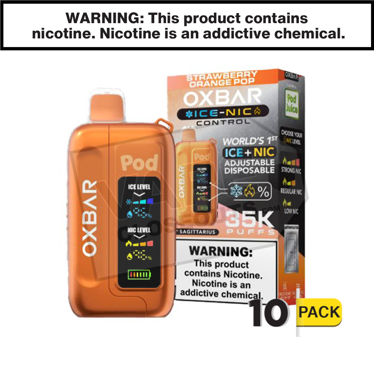 Strawberry Orange Pop OXBAR X Pod Juice Ice-Nic Control 35K Disposable Vape — image 2