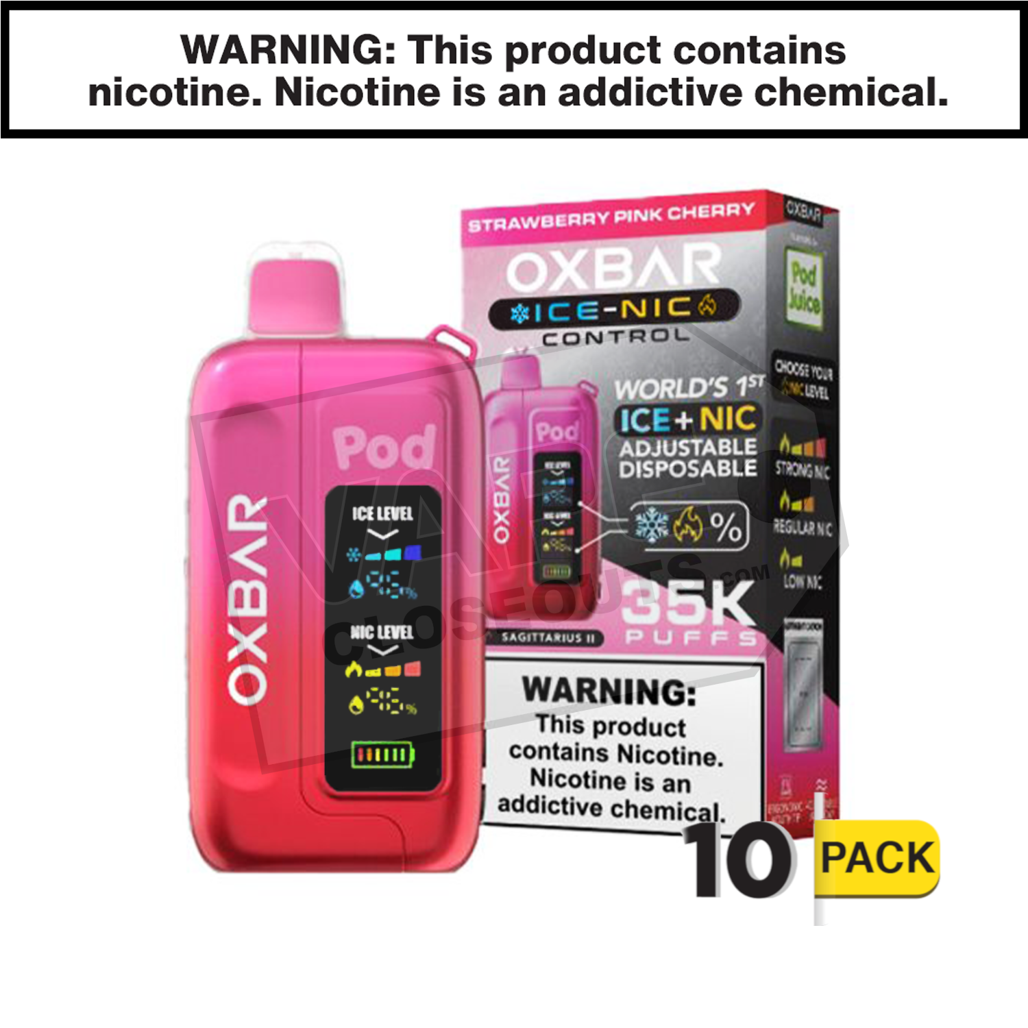 Strawberry Pink Cherry OXBAR X Pod Juice Ice-Nic Control 35K Disposable Vape — image 2