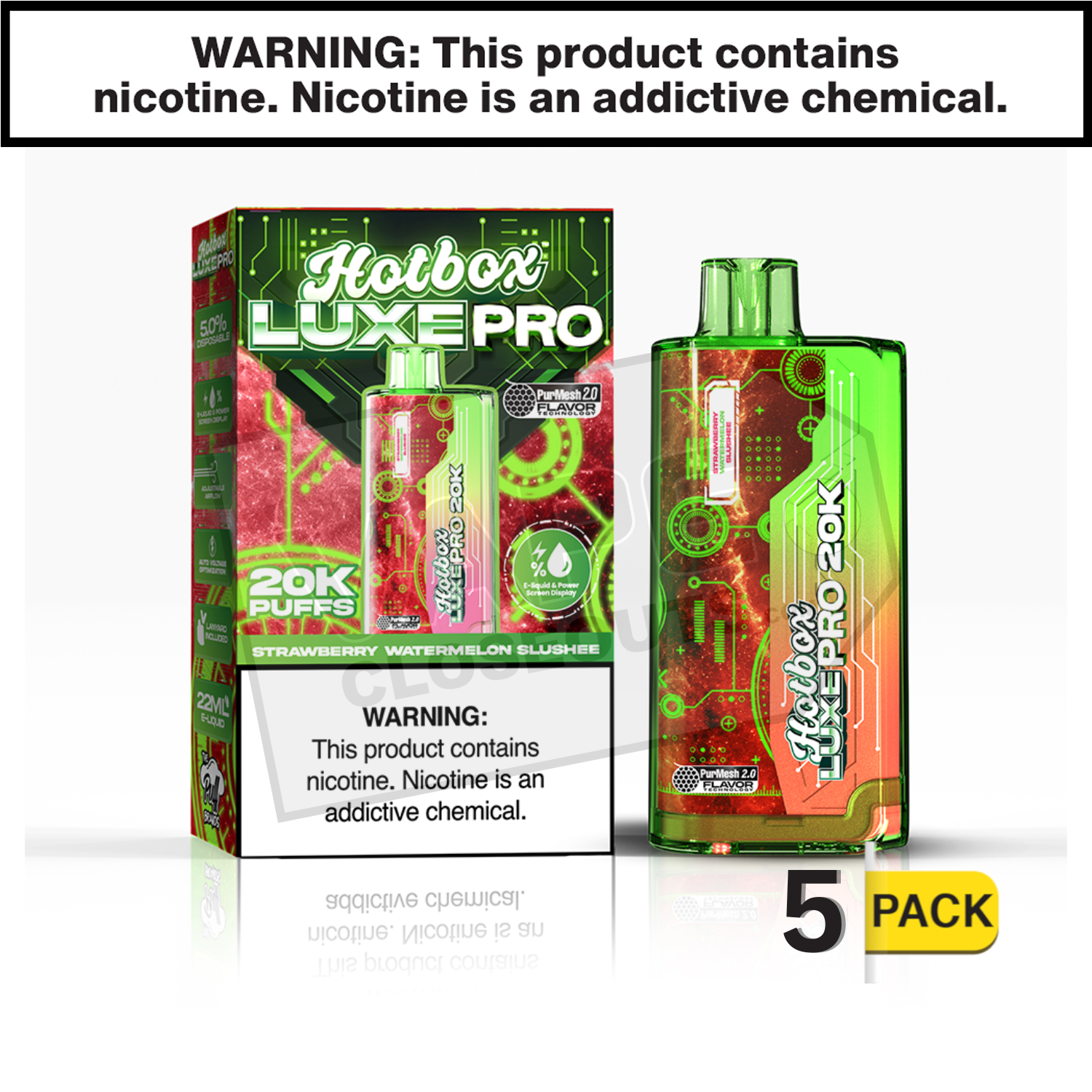 Strawberry Watermelon Slushee Hotbox Luxe Pro 20K Disposable Vape