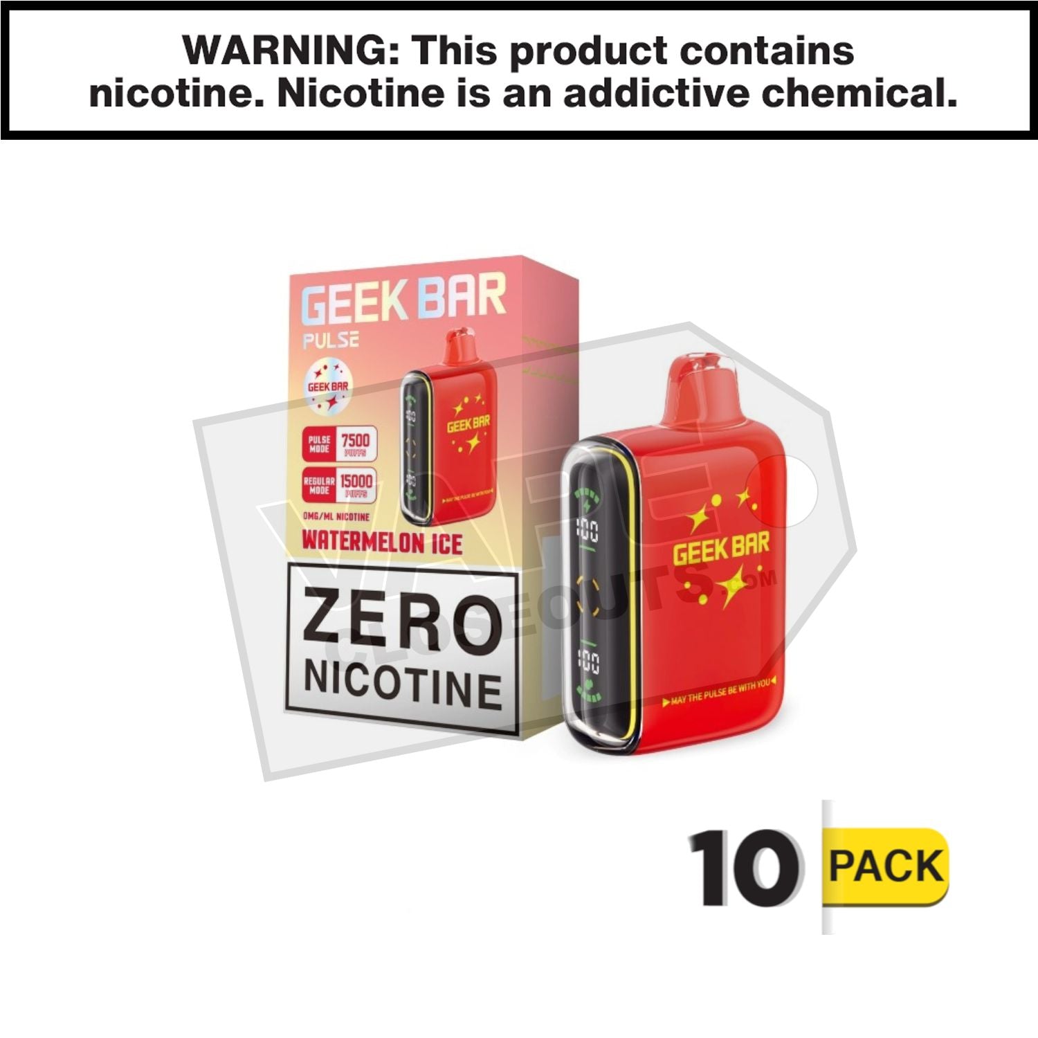 Watermelon Ice Geek Bar Pulse ZERO Nicotine Disposable Vape — image 2