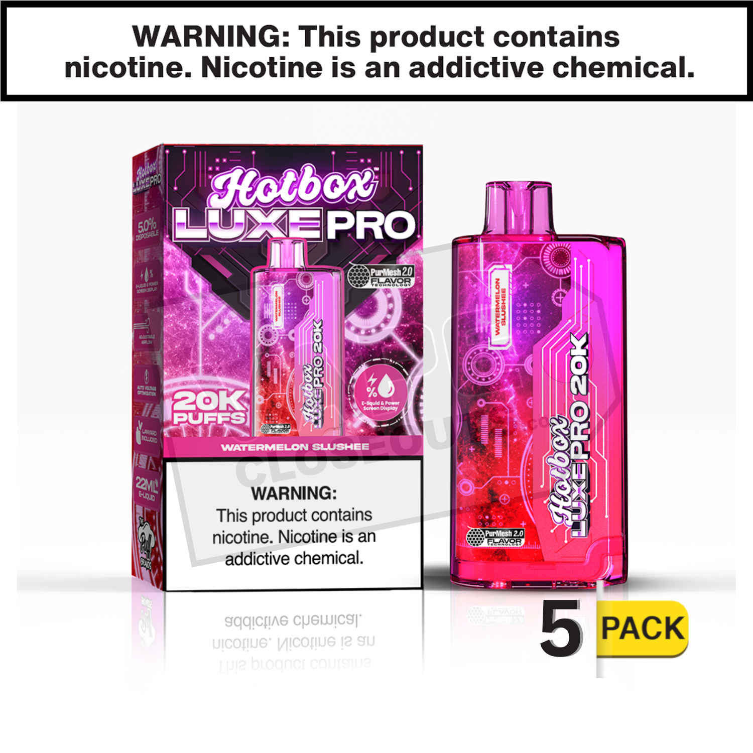 Watermelon Slushee Hotbox Luxe Pro 20K Disposable Vape