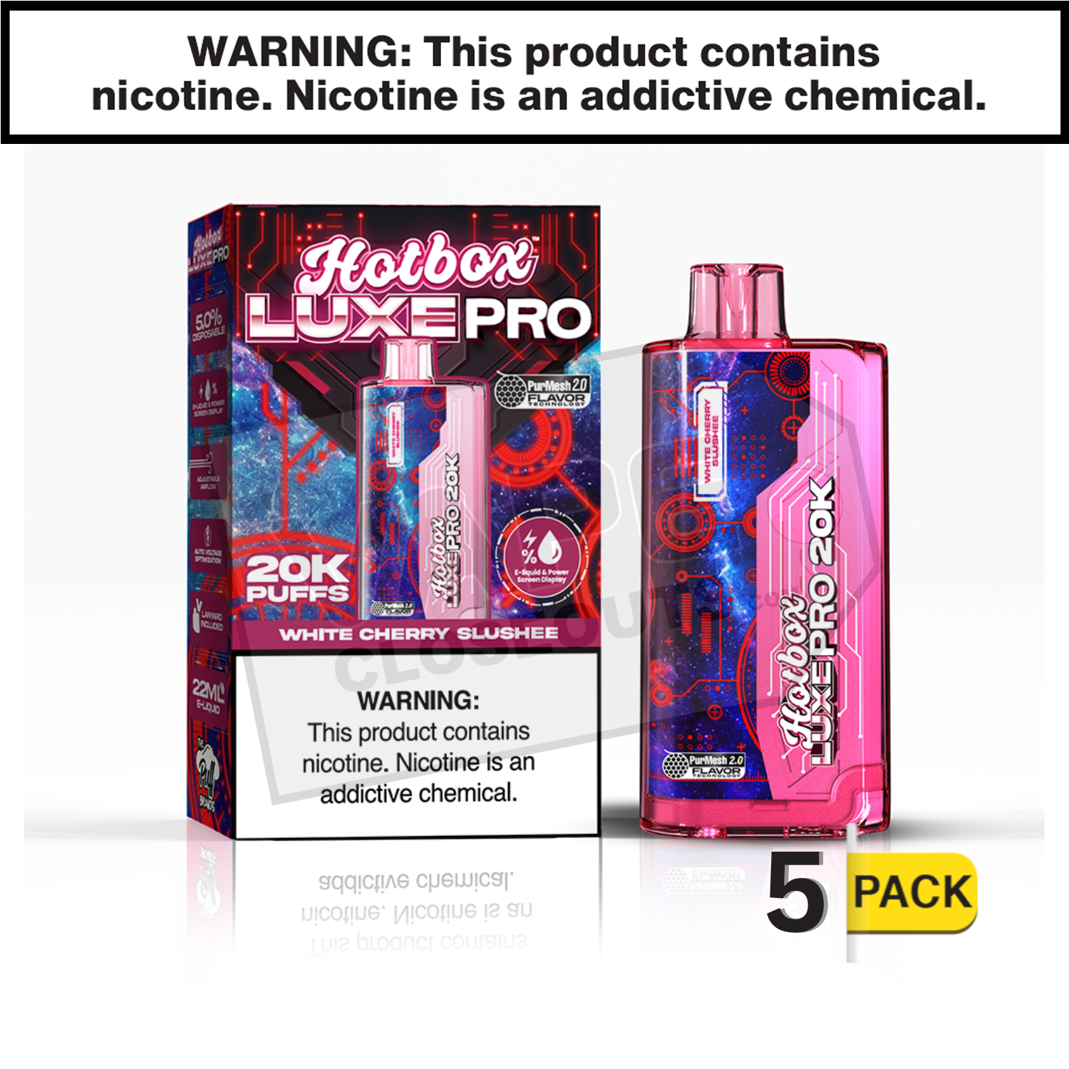 White Cherry Slushee Hotbox Luxe Pro 20K Disposable Vape