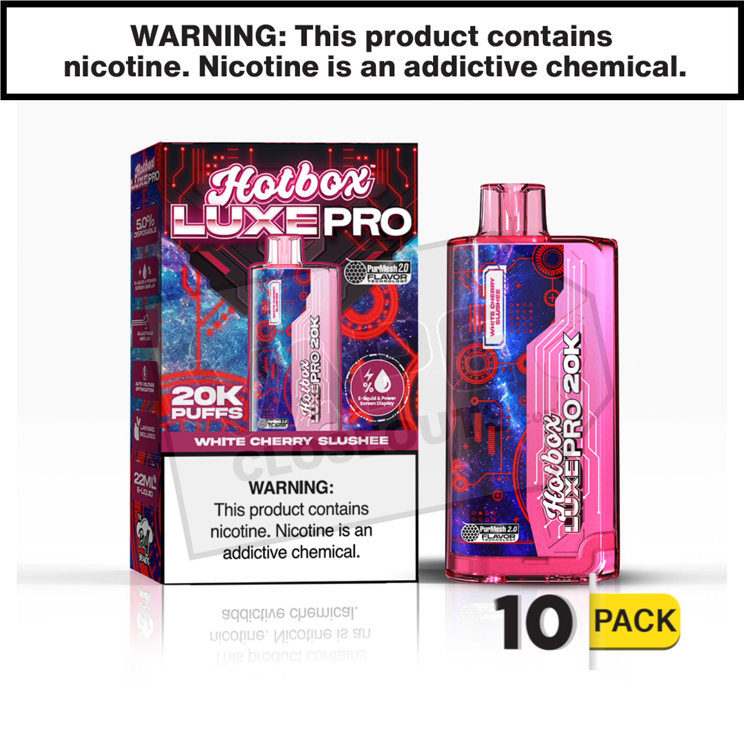 White Cherry Slushee Hotbox Luxe Pro 20K Disposable Vape — image 2