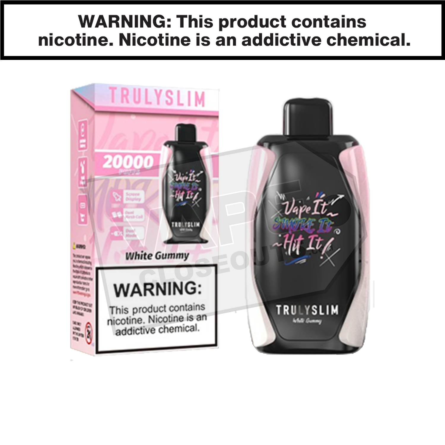 White Gummy Truly Bar Trulyslim 20k Disposable Vape