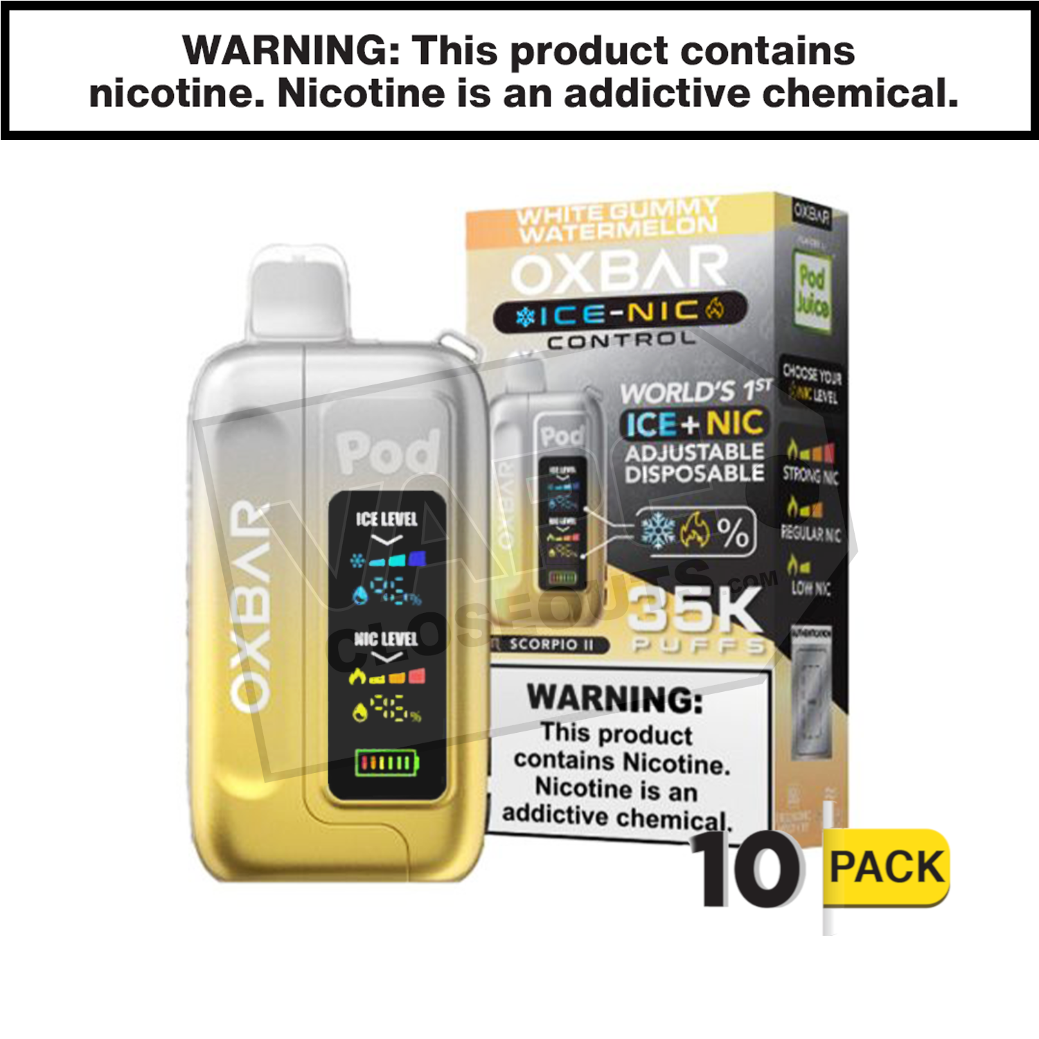 White Gummy Watermelon OXBAR X Pod Juice Ice-Nic Control 35K Disposable Vape — image 2